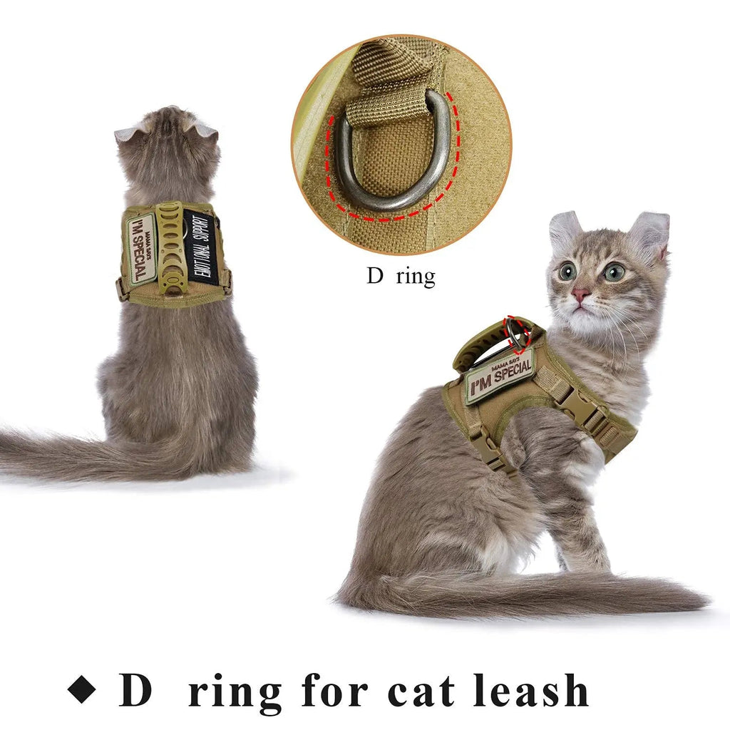 Tactical Cat Harness with 2 Patches Stickers Vest Harnesses THRIXINE