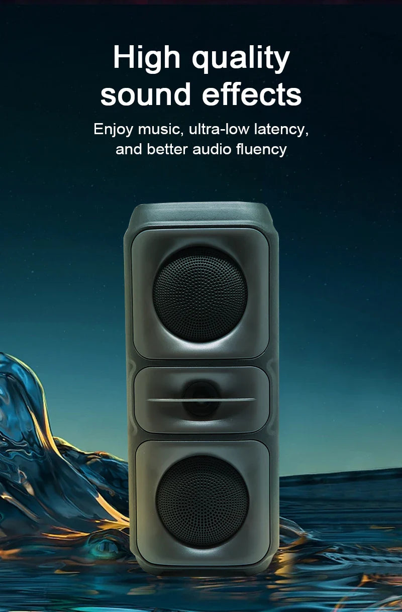 Super Large Outdoor Bluetooth Speaker RGB  Karaoke Double Horn Subwoofer Portable Wireless Column Bass Sound supports FM/TF Lootquake LLC