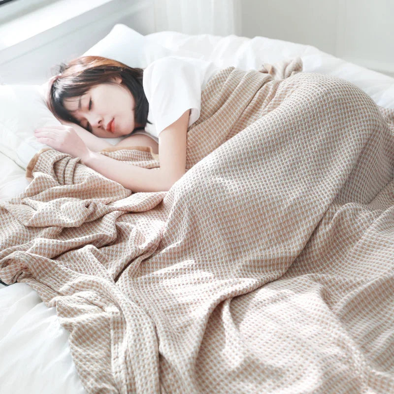 Cotton Bamboo Fiber Blanket Lunch Break Blanket Summer Cooling Sofa Bed Air Condition Blankets For Kids Adults Bedding Coverlet