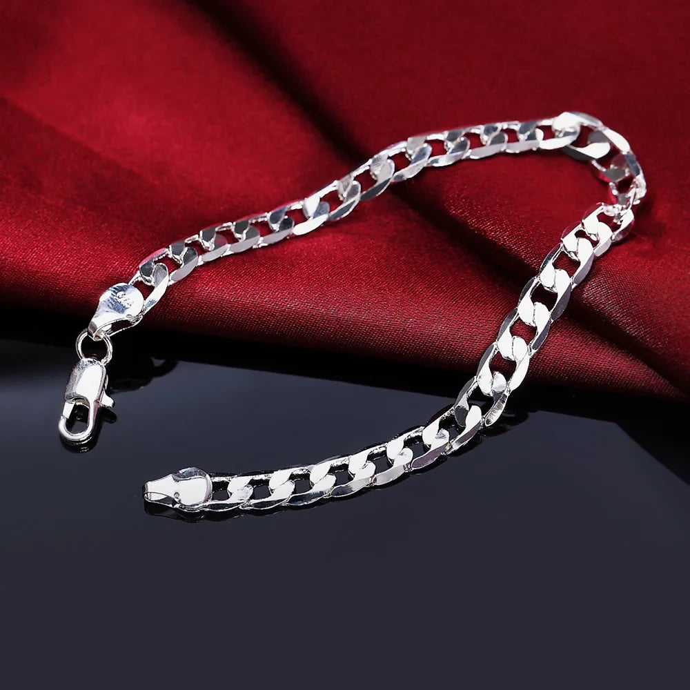 Fashion charm 925 Sterling Silver Bracelet for man woman Twisted rope chain fine jewelry Wedding party Christmas gift Lootquake LLC