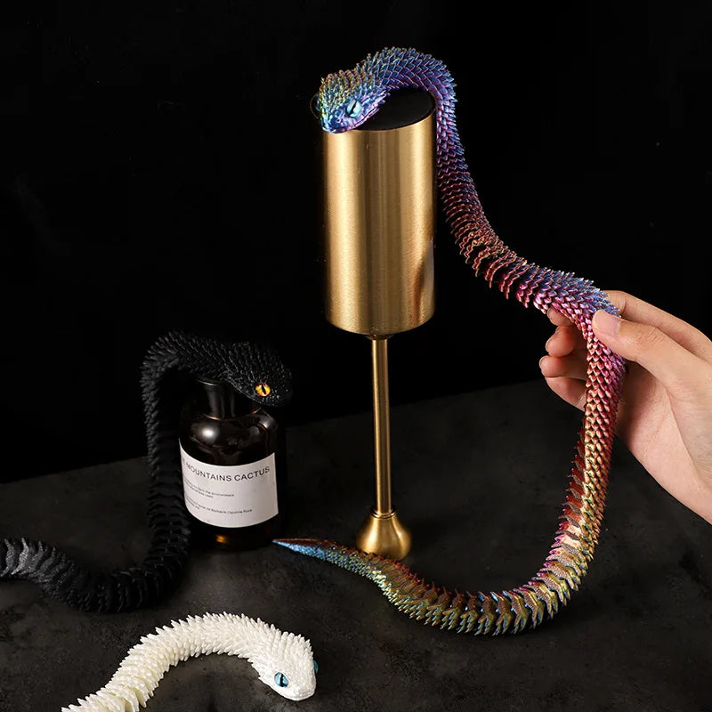 Snake Sculpture Articulated Snake Decor Articulated Animals Figurine with Movable Joints 3D Printed Model Home Desktop Ornament Lootquake LLC