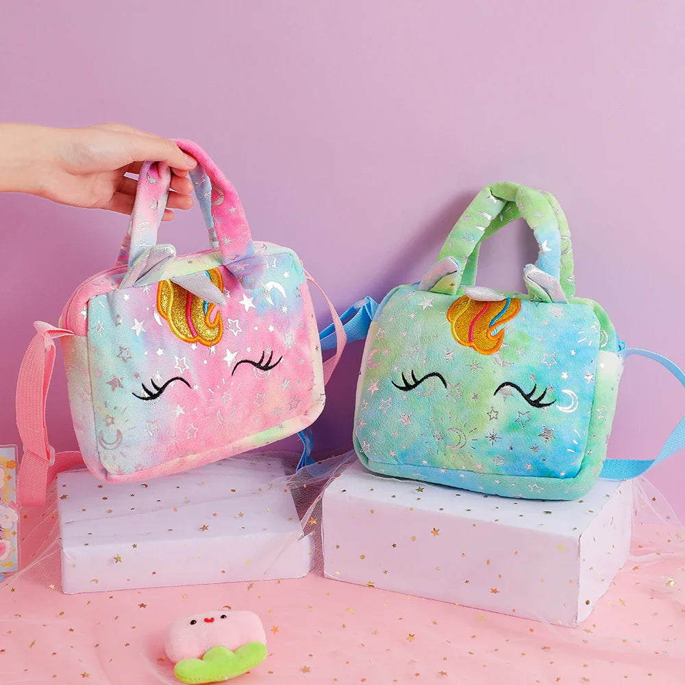 Plush Unicorn Single Shoulder Crossbody Bag for Children's Coin Purse Girl Travel Handbag Cute Student Gift Storage Pencil Bags Lootquake LLC