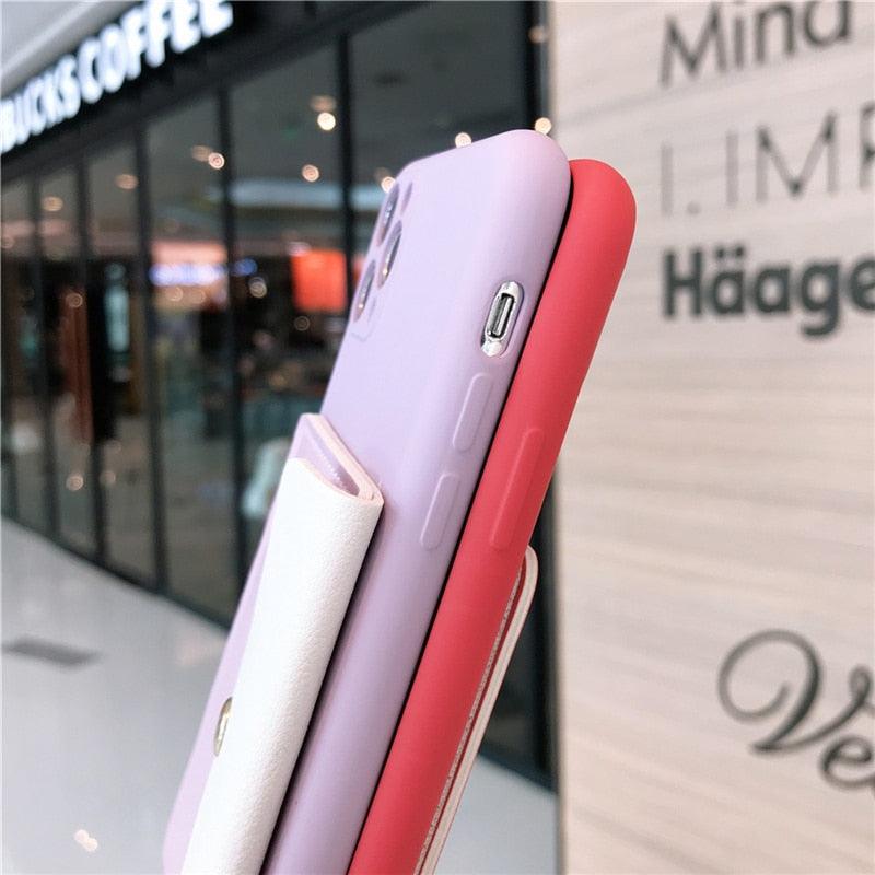Luxury Wallet Phone Case For iPhone 13 Pro Max 11 12 Pro Max X XR XS 7 8 Plus 13 Mini Soft Silicone Handbag Card  Phone Case Wallet Compatible iPhone Bag Cover Stevvex