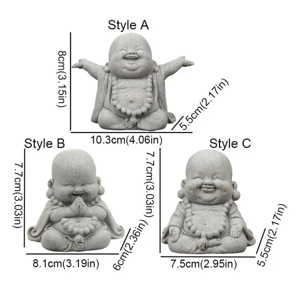 Chinese Style Fat Smiling Buddha Ornament Green Sandstone Cartoon Buddha Sculpture Buddha Statue Hand Carved Lootquake LLC