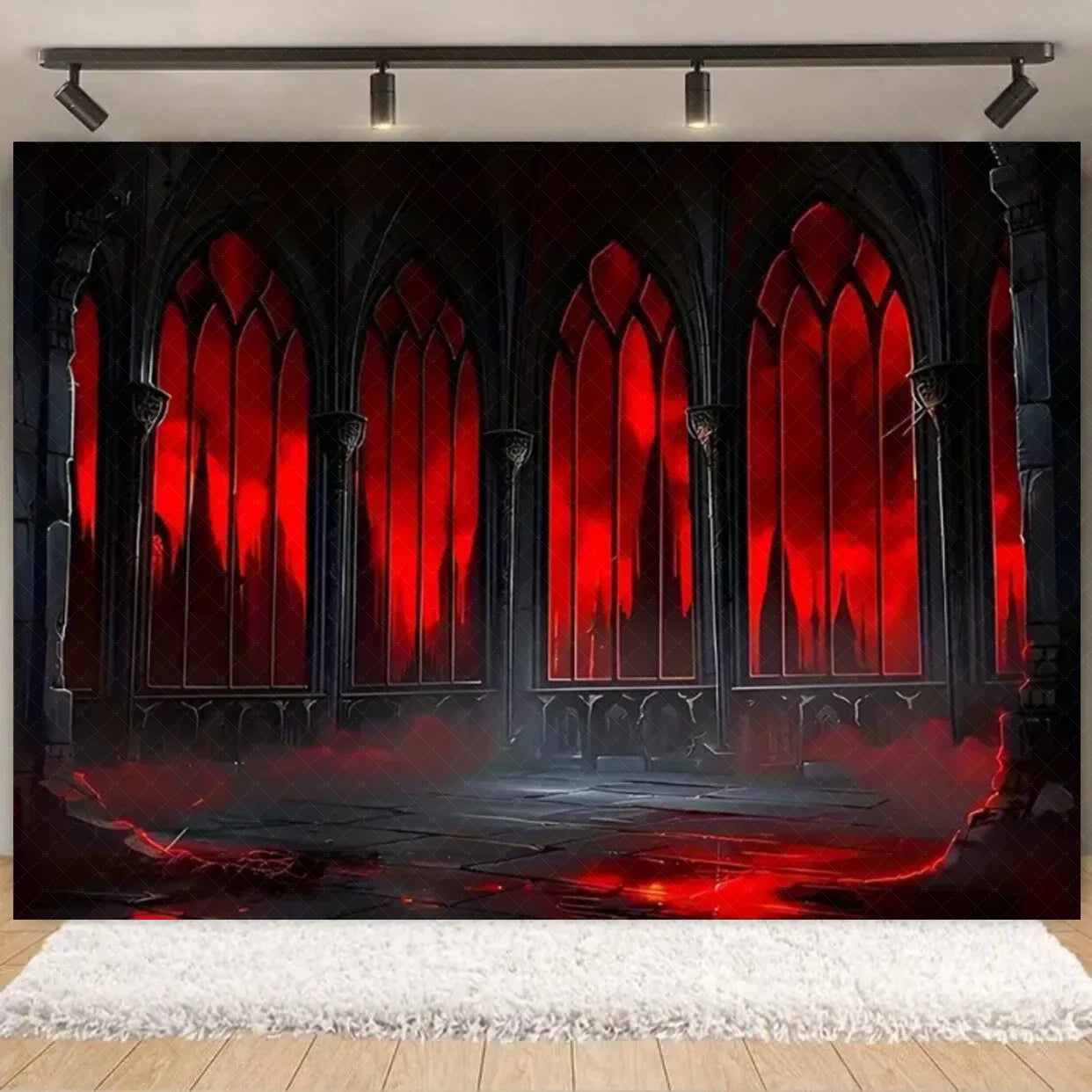 Halloween Decorations  Vintage Castle Wall Backdrop Photography Photos Stone Arched Door And Windows Design Studio Party Decor Lootquake LLC