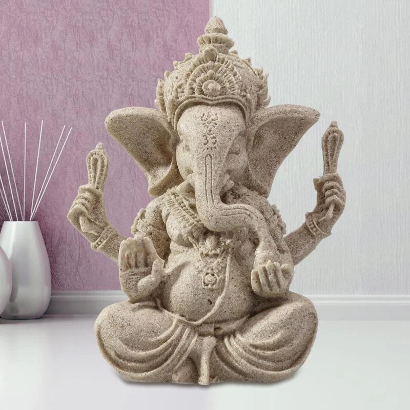 Sandstone Ganesha Buddha Elephant Statue Sculpture Handmade Elephant Figurine Home Decoration Accessories