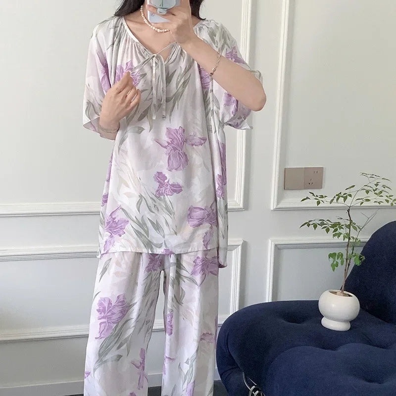 Sleepwear Women's Clothing Summer Blouse Cotton Silk New Thin Home Loose Casual Comfortable Premium Soft Simple  National Style Lootquake LLC