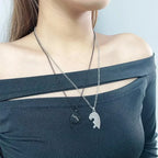 Father Mom Son Daughter Family Necklace Love Heart Puzzle Pendant Necklace Stainless Steel Jewelry for Women Mother's Day Gift