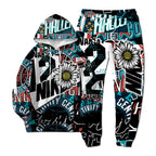 European New Style Letter Hip-hop 3D Digital Printing Fashion Casual Sports Youth Men And Women Hoodie Long Pants 2-Piece Sets Pi-Mart
