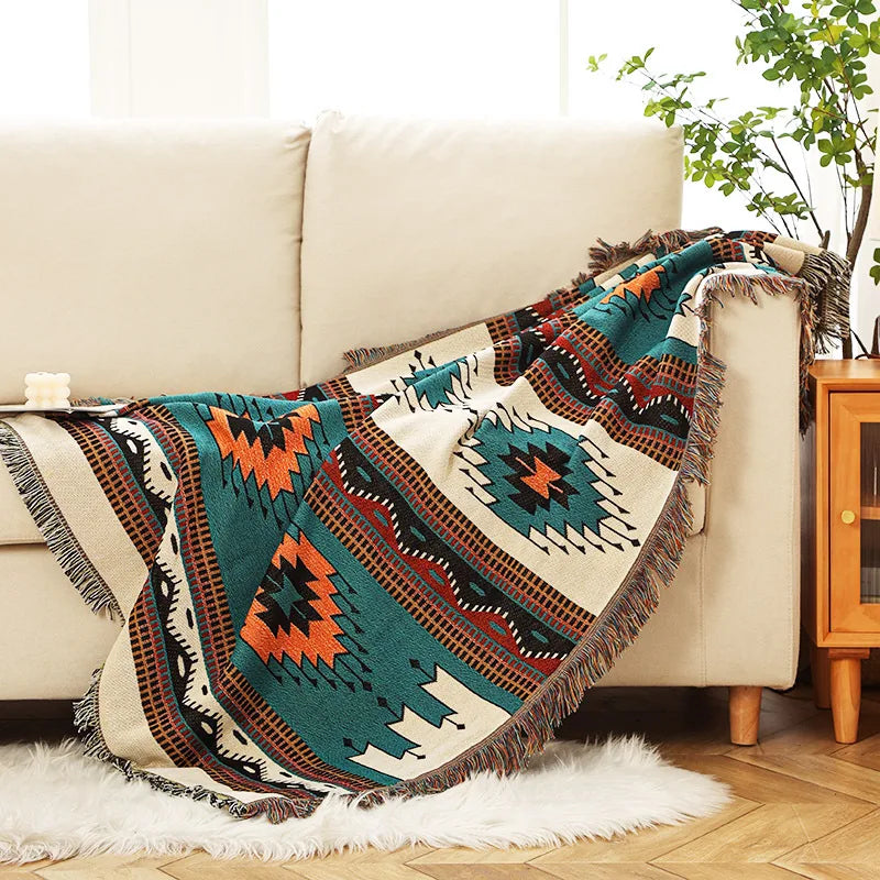 Bohemian Throw Blanket For Beds Outdoor Camping Blanket Sofa Cover Indian Sofa Towel Bed Cover Rug Tablecloth Living Room Decor Lootquake LLC
