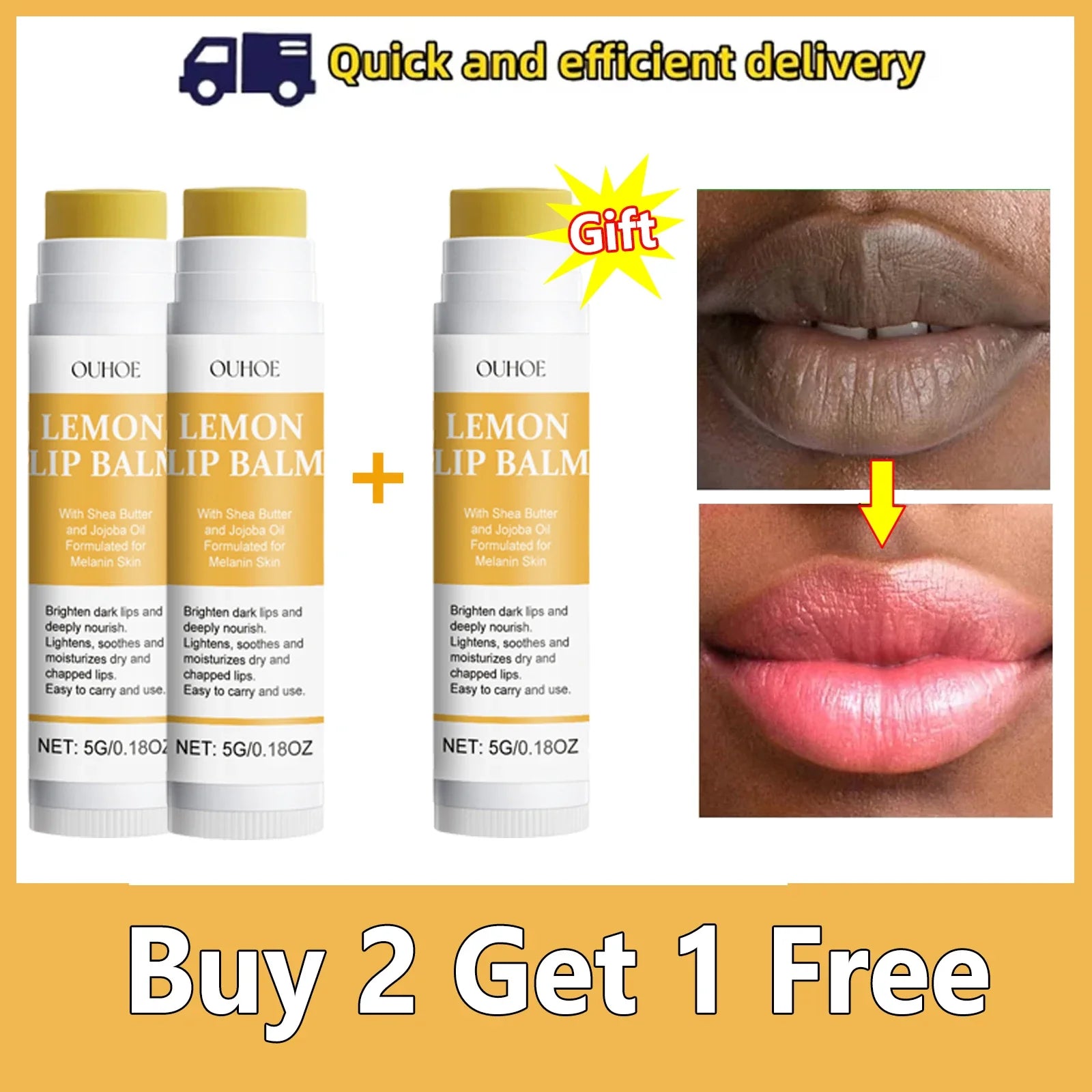 Vitamin C Remove Dark Lip Balm Lighten Melanin Lip Mask Exfoliating Fade Lip Lines Dead Skin Moisturize Brighten Repair Lip Care Lootquake LLC