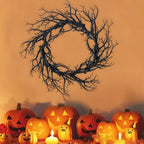 Black Halloween Wreath Artificial Branches Door Garland Wreath Halloween Decorations Scary Home Indoor Outdoor Party Decor Lootquake LLC