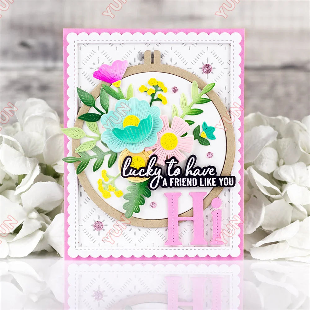 February 2025 New pink Floral Field Metal Cutting Dies Stamp Stencil Hot Foil Set DIY fresh Scrapbook Card Handmade Embossing Lootquake LLC