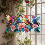 Enchanting Hummingbird Suncatcher – Vibrant Stained Glass Window Hanging Decor