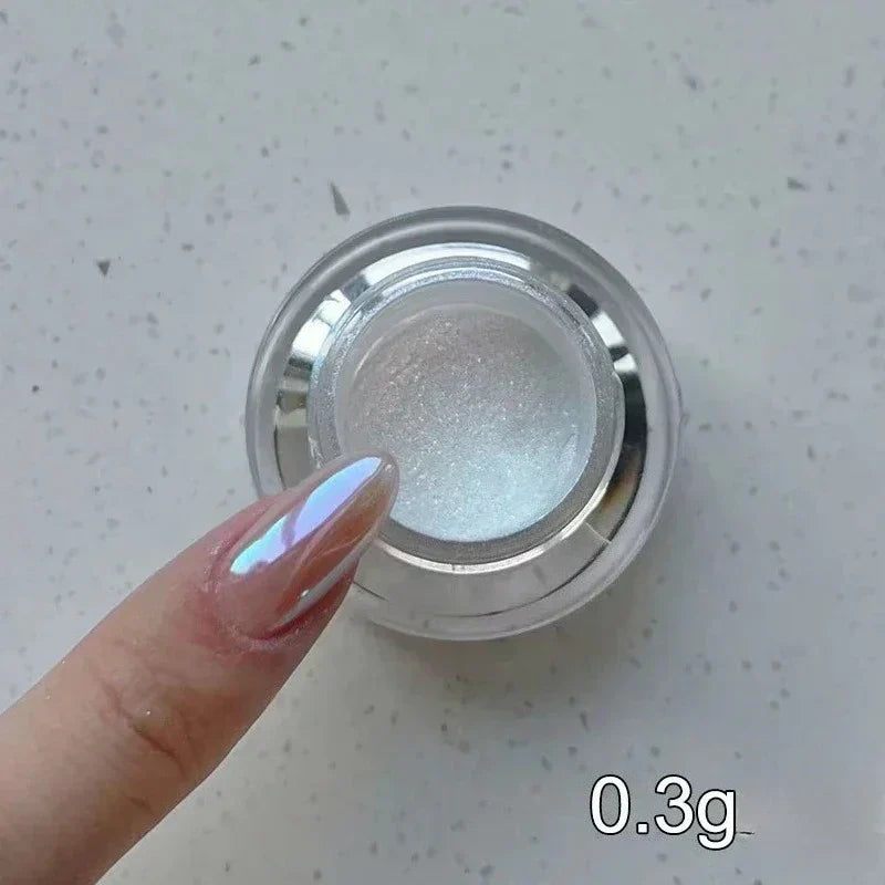 Moonlight Mirror Nail Powder Aurora Silver Glitter Metallic Effect UV Gel Polish for Manicure DIY Nail  Art Design Decoration