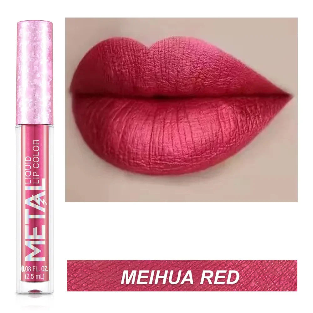Metallic No-stick Cup Lip Gloss Glitter Matte Moisturizing Waterproof Long Lasting Lip Glaze Liquid Lipstick Lip Makeup Cosmetic Lootquake LLC