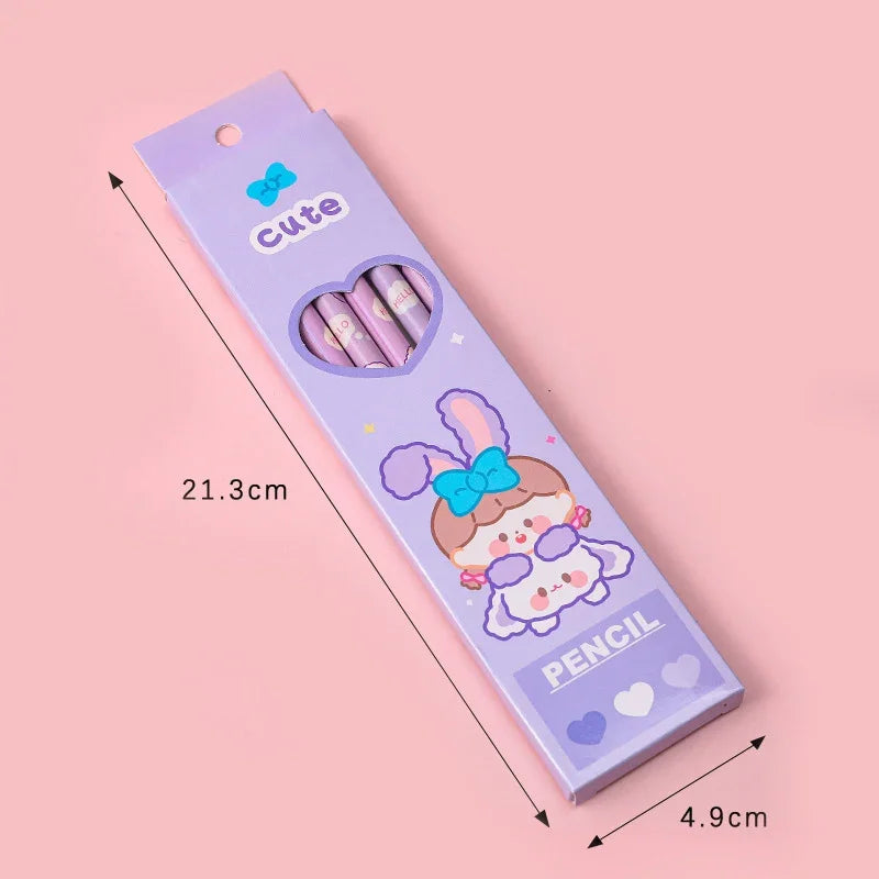 6Pcs/box Kawaii HB Pencil with Eraser Wooden Pencil for Children Drawing Writing Student School Office Supplies Stationery Lootquake LLC