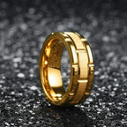 Fashion Men 8MM Stainless Steel Ring Black Color Brushed Double Groove Pattern Men's Wedding Ring Party Jewelry For Women Gift