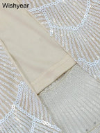 New Sequin Hollow Out Spaghetti Strap Backless Mermaid Long Dresses Women Elegant Celebrity Party Evening Wedding Bodycon Gowns