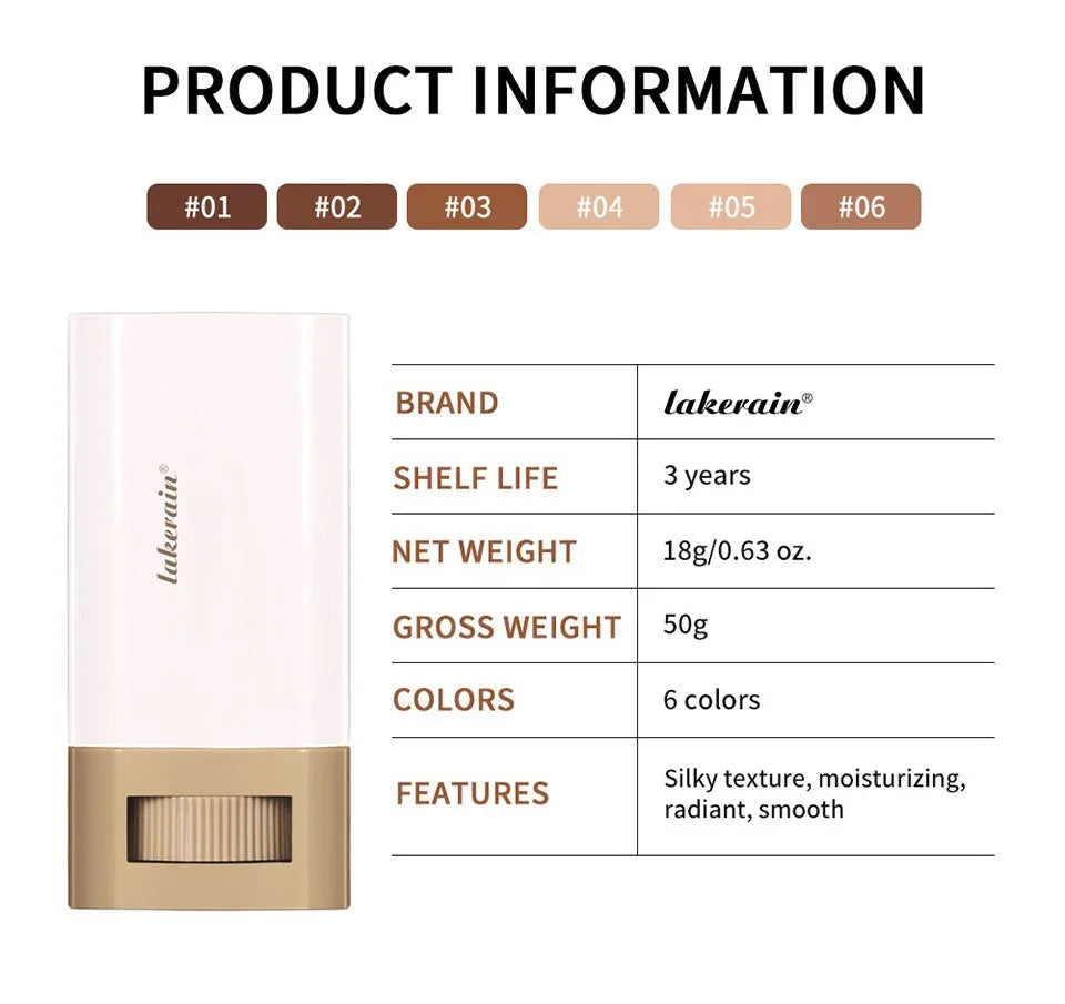 Foundation Stick Balm Skin Bronze Tint Eraser Foundation Stick Smooth Plumper Long-lasting Flawless Makeup Face Beauty Cosmetics Lootquake LLC