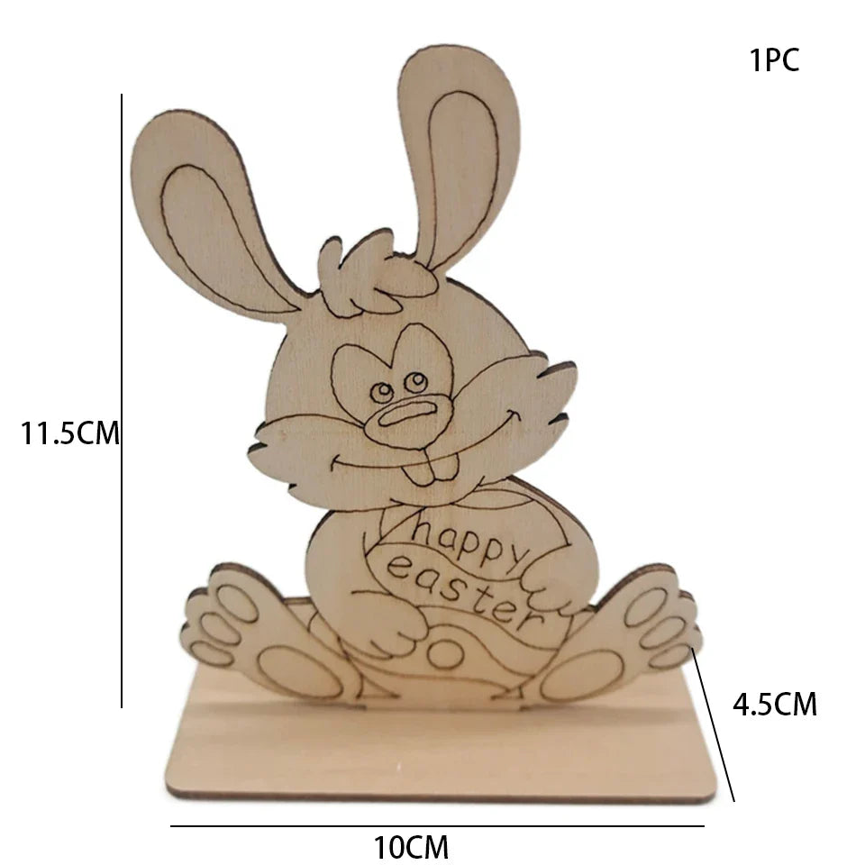 1pc Easter Wooden Egg Ornament Hollowed Rabbit Crafts For Easter Home Table Decorations Kids Handmade DIY Painting Gifts Supply Lootquake LLC
