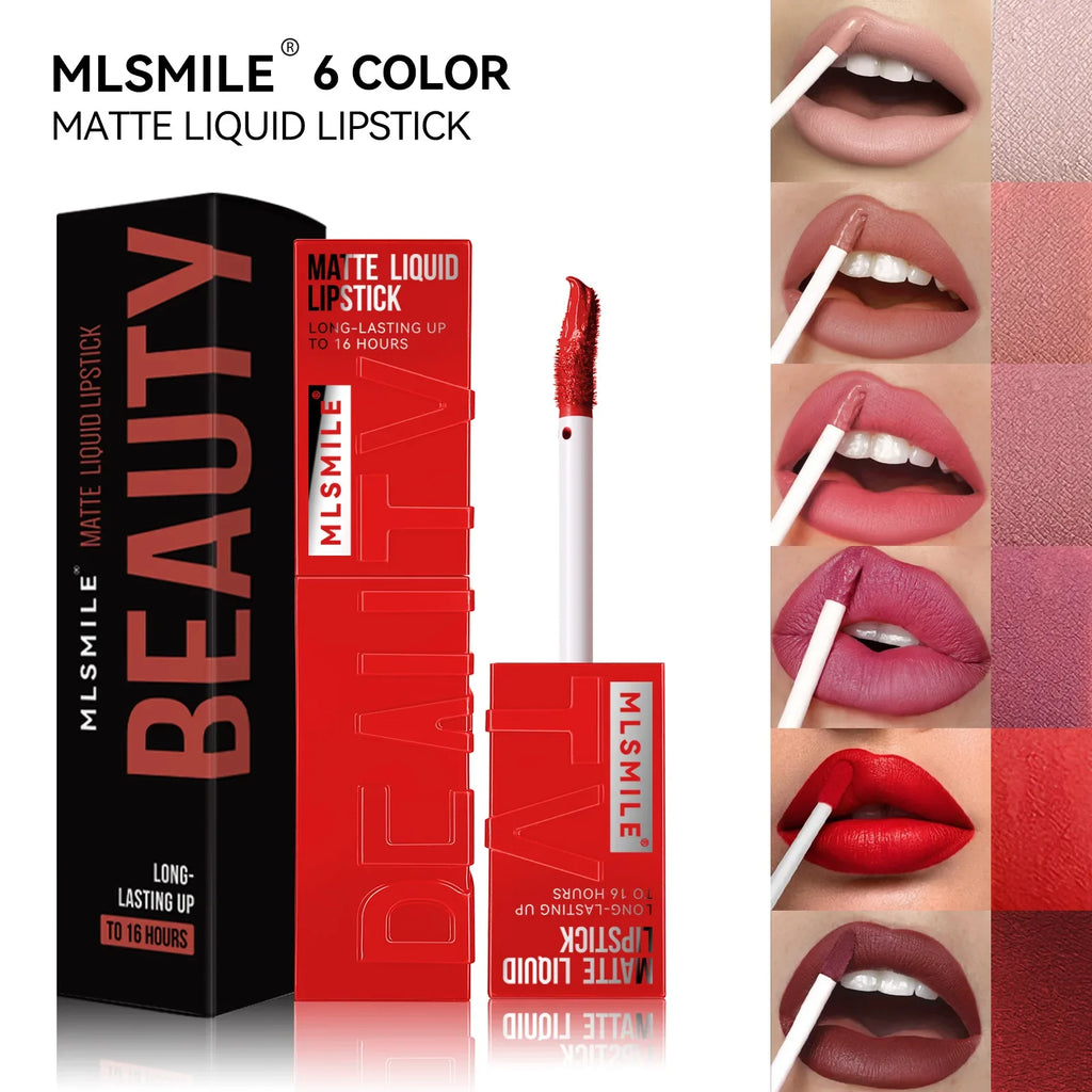 Matte Liquid Lipstick 6 Colors Long Lasting Lip Ink Lip Tint Non-stick Cup Nude Lip Gloss Waterproof Cosmetics Make Up
