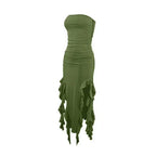 BWQ Long Dresses For Women Slit Sexy Bodycon Sleeveless Jellyfish Dress Hot Girls Fashion Off The Shoulders Maxi Dress Woman