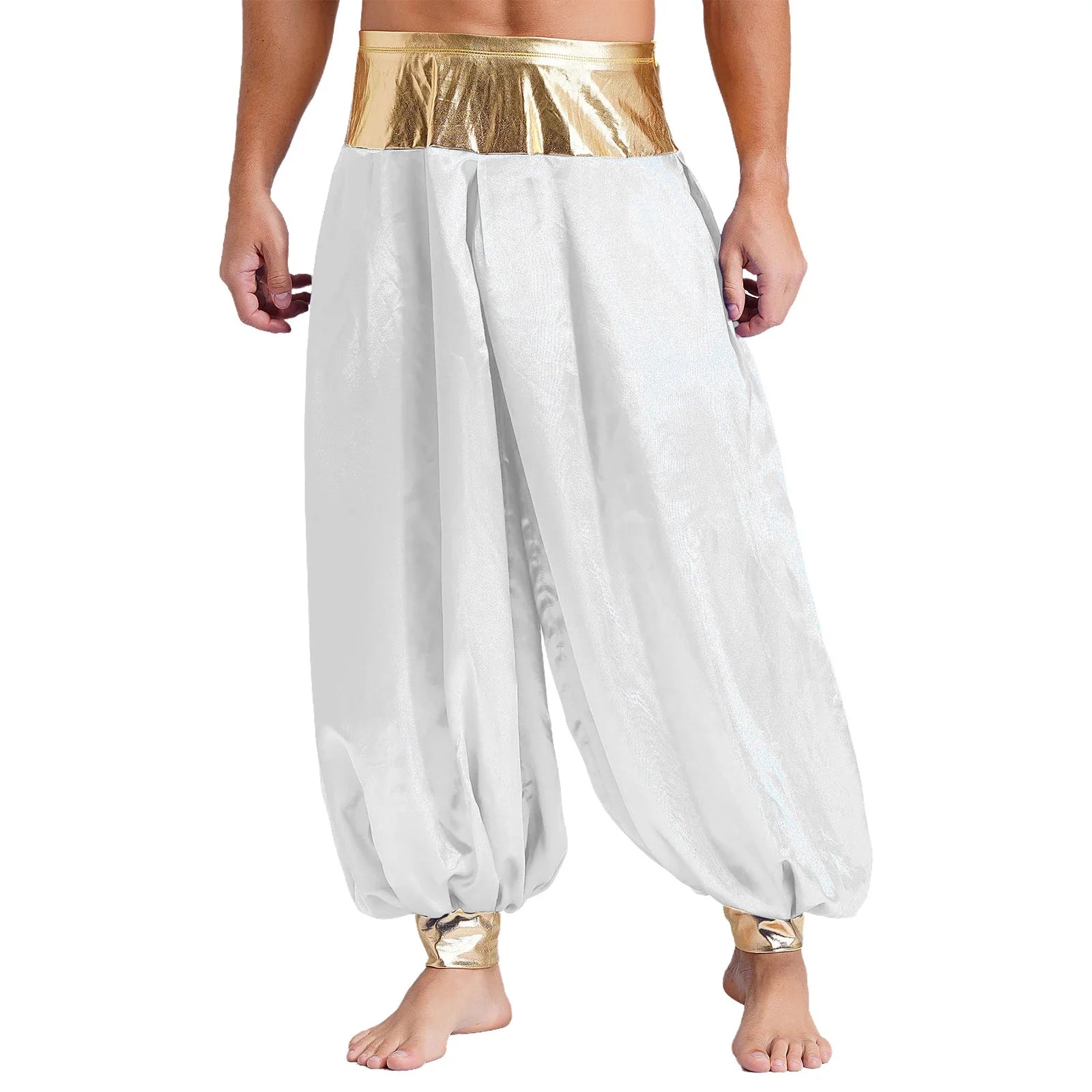 Halloween Men Arabian Indian Prince Cosplay Costume Stain Shiny Harem Trousers Arab Costume Carnival Dress Up Lantern Long Pants Lootquake LLC