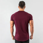Cotton Plain Tops Tees Fitness Mens THRIXINE