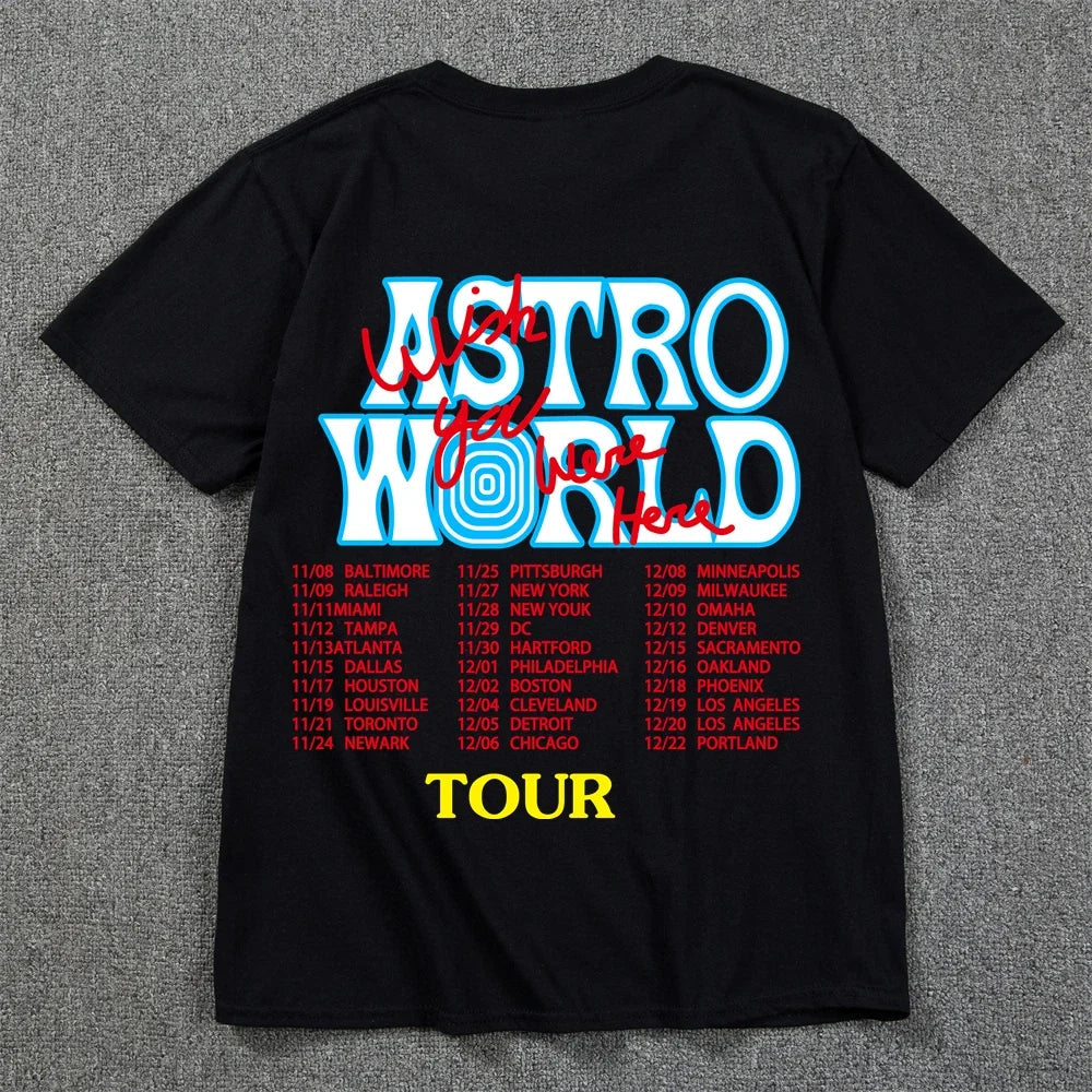 New Summer Hip Hop T Shirt Men Women Cactus Jack Harajuku T-Shirts WISH YOU WERE HERE Letter Print Tee Tops Lootquake LLC