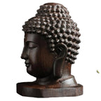 2.36'' Wood Sakyamuni Statue 6cm Wooden Buddha Statue Creative Tathagata Figurines Mahogany India Buddha Head Crafts Lootquake LLC