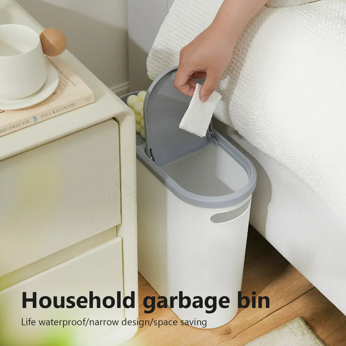 Bathroom Trash Can Large Capacity Household Creative Gap Bin Press Type Garbage Can with Lid Plastic Basket Kitchen Garbage Bin Lootquake LLC