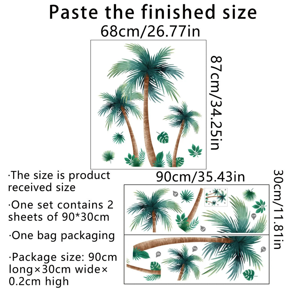 Giant Plant Palm Tree Vinyl Tile Wall Stickers For Bedroom Accessories Wallpaper Wall Decor Room Decor Living Room Decoration Lootquake LLC
