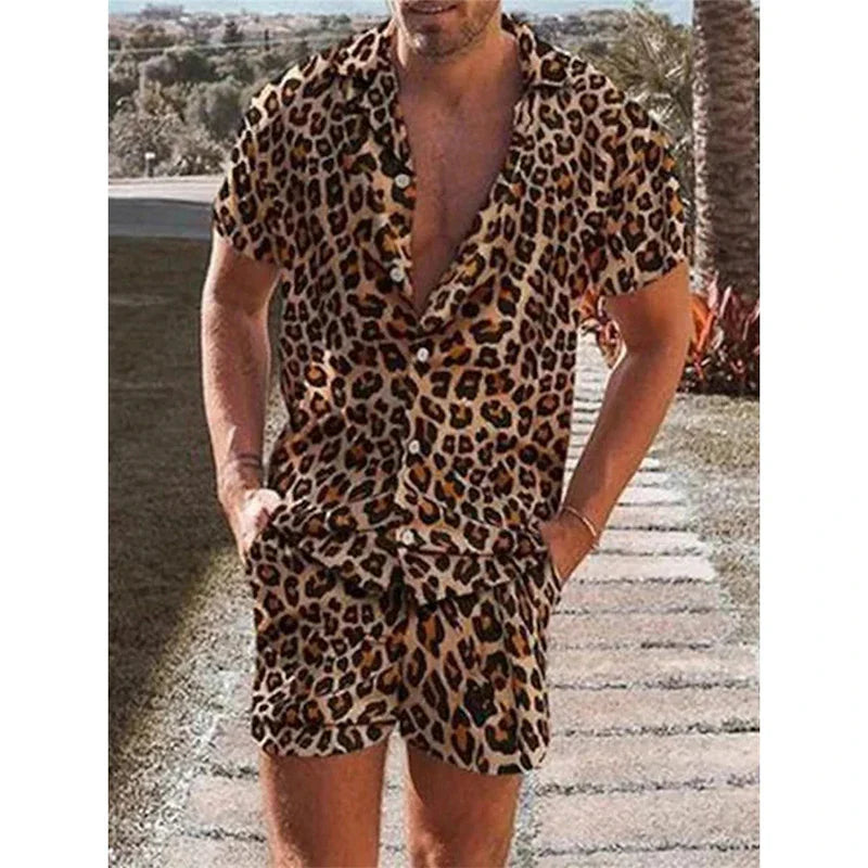 Leopard Print Shirt For Men Short Sleeve Male T-shirt Tops Summer Casual All-match Hawaiian Beach Shirts Mens Plus Size Tees Lootquake LLC