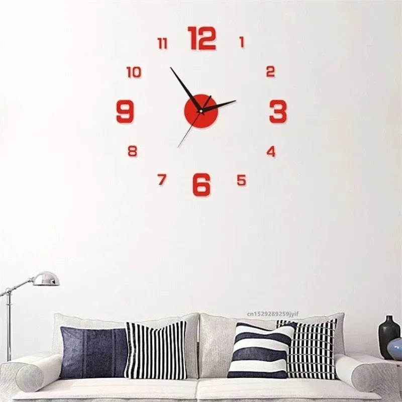 New 3D Acrylic Mirror Wall Clock Sticker for 40CM Fashion DIY Quartz Clocks Watch Home Decoration Living Room Stickers Lootquake LLC