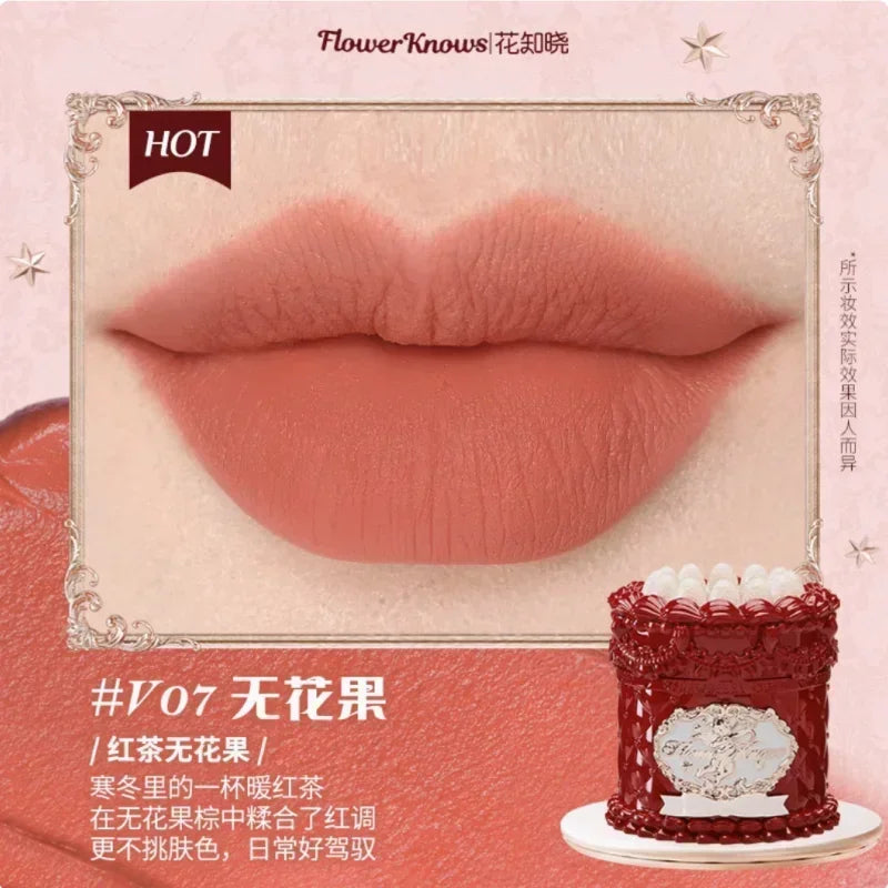 Flower Knows Strawberry Cupid Cake Lip Cream Lip Mud Matte Moisturizing Lipstick Silky Smooth Lip Makeup Professional Cosmetics Lootquake LLC