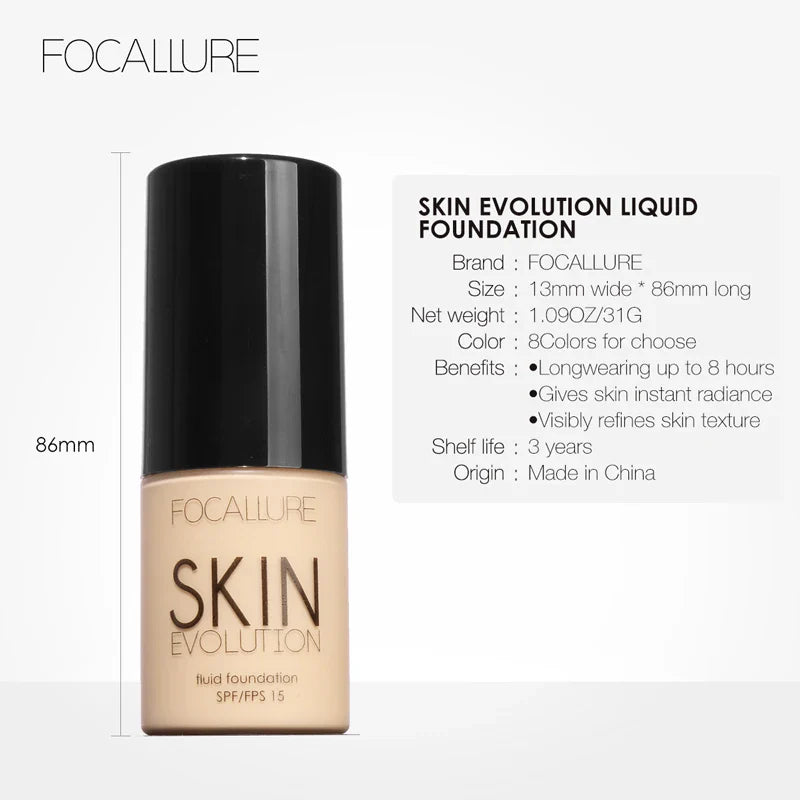 Focallure 8 Colors Face Foundation Makeup Base Liquid Foundation Cream Full Coverage Concealer Moisturizing Face Make Up Lootquake LLC