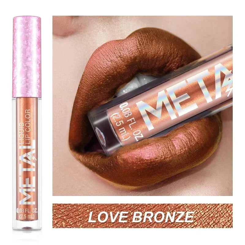 Metallic Matte Liquid Lipstick Waterproof Long Lasting Non-Stick Cup Matte Shimmer Glitter Lip Gloss Women Lips Makeup 12 Colors Lootquake LLC