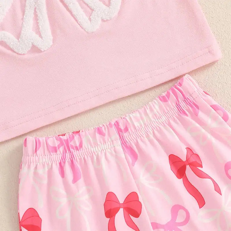 Cute Matching Baby Toddler Brother Outfit Bow Fly Sleeve Tops Elastic Waist Ruffle Shorts 2 Piece Summer Set for Siblings
