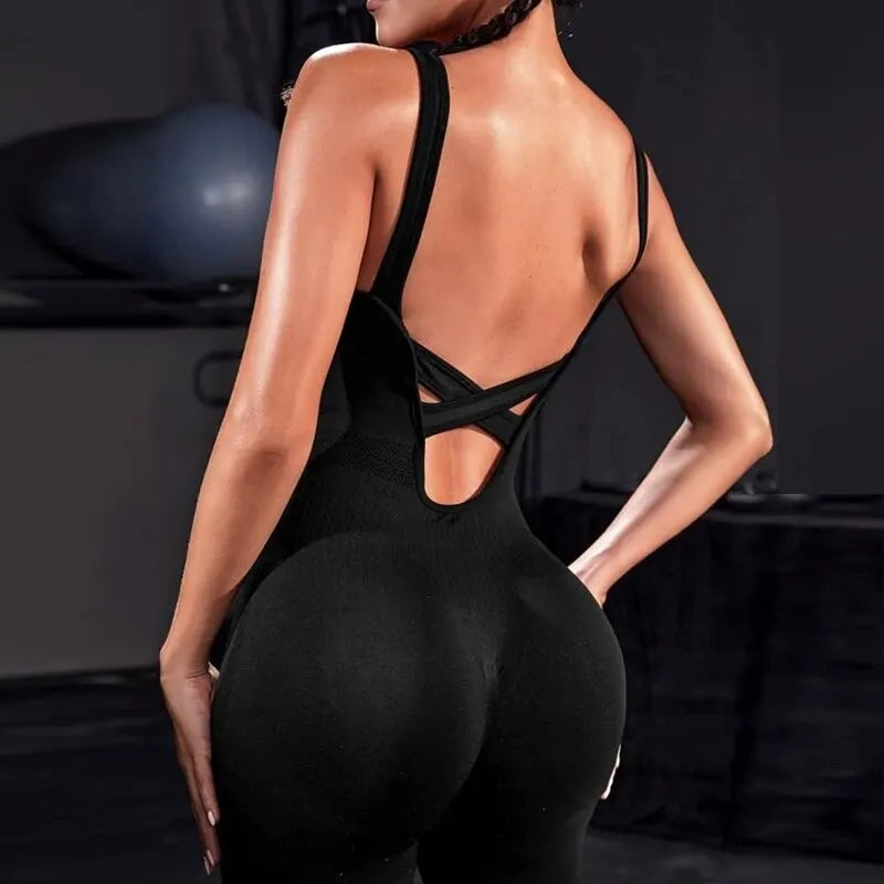 FlexiFit Backless Bodycon Yoga Jumpsuit THRIXINE