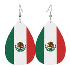 Mexico Flag Leather Earrings Dangle Earrings Lightweight Teardrop Earrings For Women Lootquake LLC