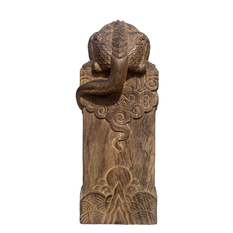 Hand Carved Vietnam Wood Wooden Mythical Beast Statue Figurine Wealth Attracting Auspicious Ornament Home Office Desk Decor Lootquake LLC