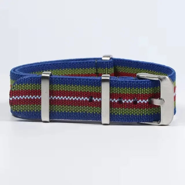 Polar Watch Band Nylon Elastic Strap Unisex Military Style Blue Red