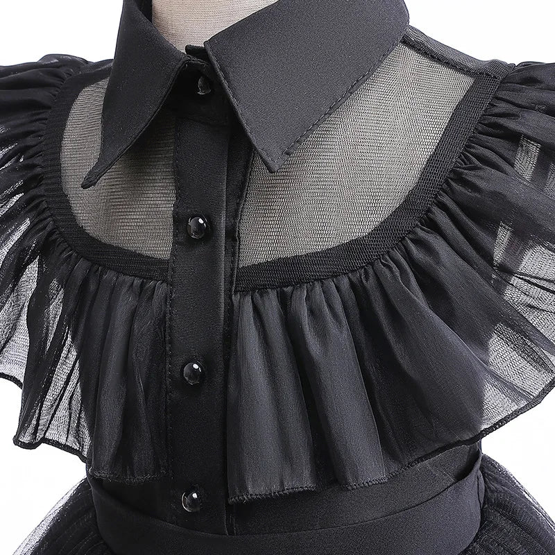 Halloween Wednesday Cosplay Costume 0-6-year-old Baby Fashion Hollow lace princess dress carnival girls black evening dress Lootquake LLC