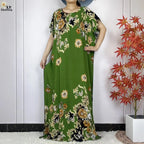 2024 Latest Muslim Sets Women Clothing Cotton Floral Loose Dashiki Long Dress African Abaya Dubai Traditional Islamic Clothing