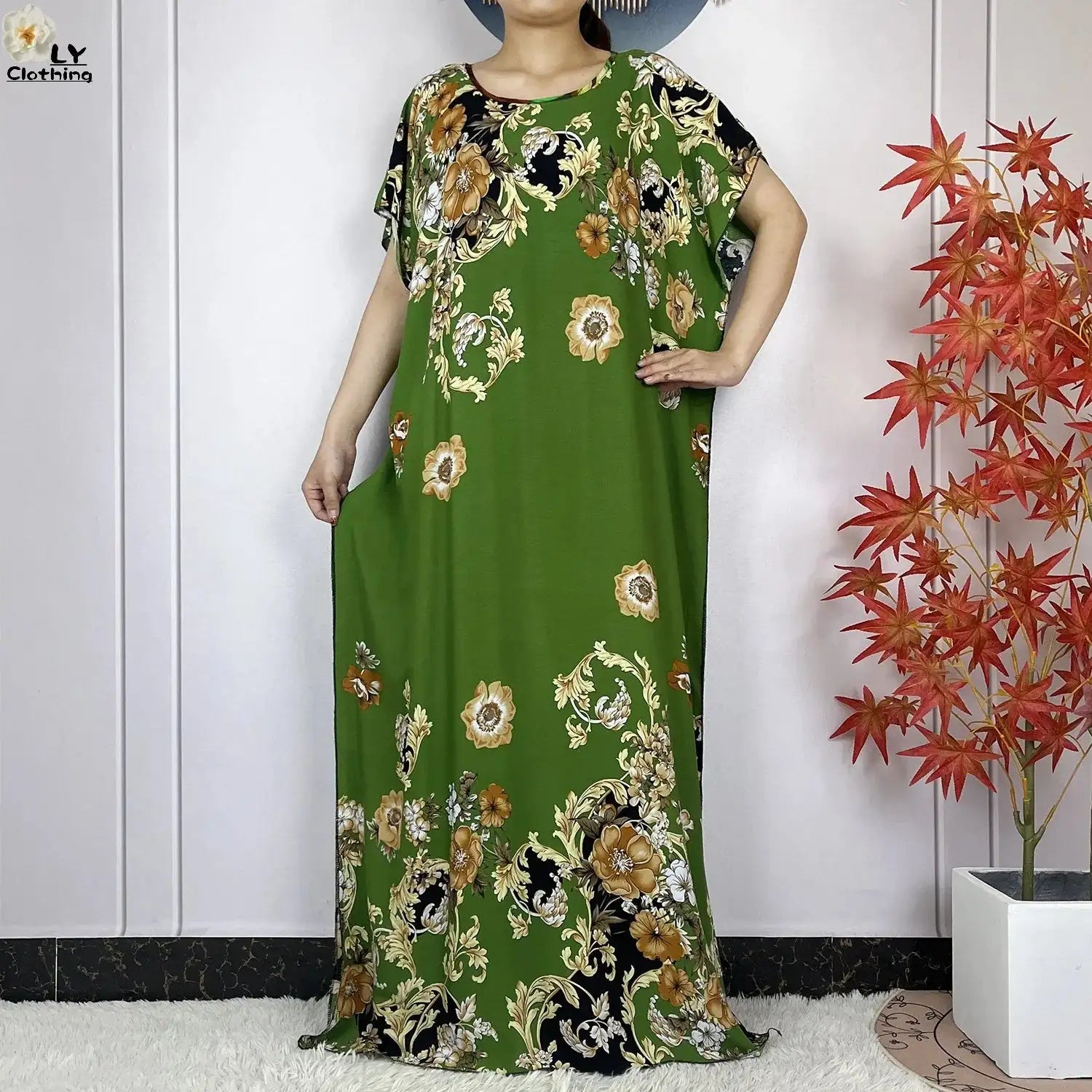 2024 Latest Muslim Sets Women Clothing Cotton Floral Loose Dashiki Long Dress African Abaya Dubai Traditional Islamic Clothing