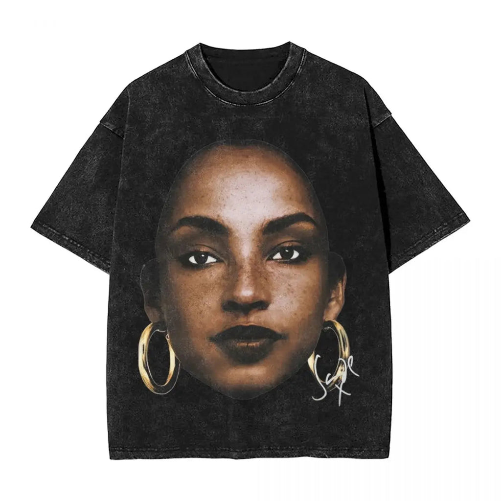 Retro Sades Singer Washed T Shirts Streetwear Hip Hop Novelty T-Shirt Tees Tops Men Women Cotton Harajuku Summer Lootquake LLC