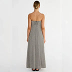 Fashion Strapless High Waisted Long Dress Women Casual Off Shoulder Pleated Bohemian Dress Elegant Pattern Printed Holiday Dress