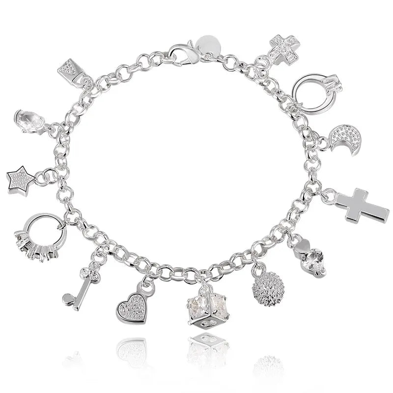 Fashion charm 925 Sterling Silver Bracelet for man woman Twisted rope chain fine jewelry Wedding party Christmas gift Lootquake LLC