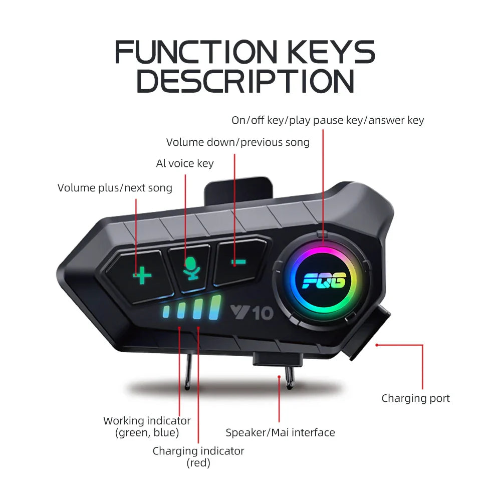Bluetooth 5.3 Helmet Headset Wireless Hands-free Call Phone Kit Motorcycle Waterproof Earphone MP3 Music Player Speaker for Moto Lootquake LLC